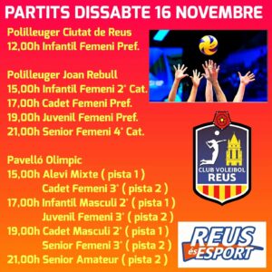 Lee más sobre el artículo Aquet dissabte podeu gaudir de fins a 13 partits federats a Reus, us hi esperem…